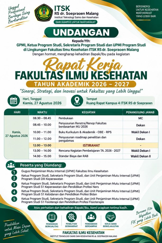 Fakultas Ilmu Kesehatan ITSK RS dr. Soepraoen Gelar Rapat Kerja untuk Memperkuat Kinerja dan Program Kerja Tahun Akademik 2026/2027